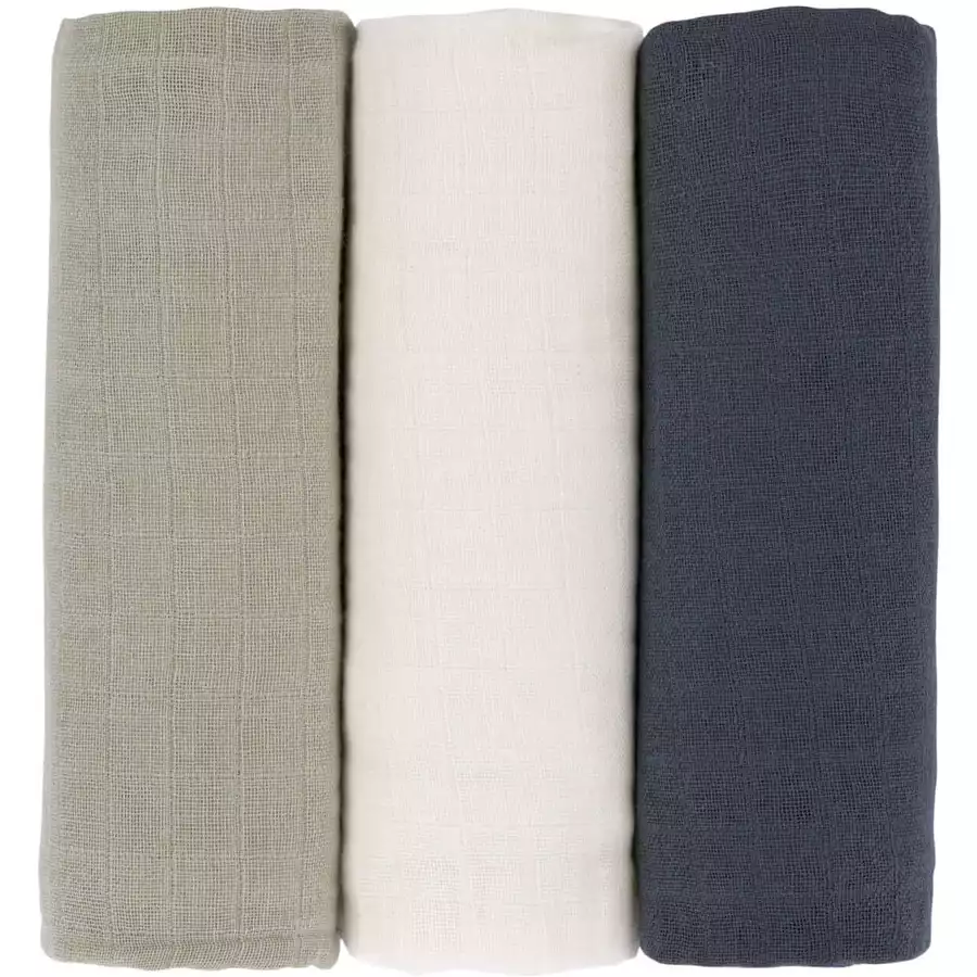 LÄSSIG Mulltücher L 3er Pack olive milky navy