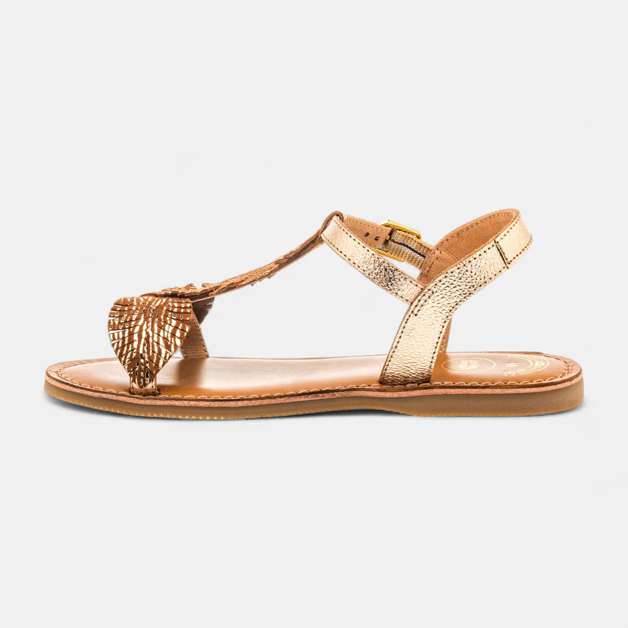 Nu-pieds Fille en cuir or
