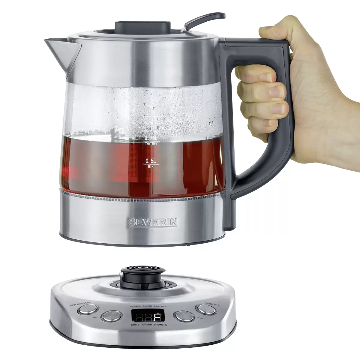 Wasserkocher Severin WK3473 Deluxe Mini silber,transparent