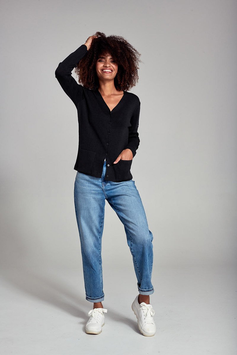 Cardigan col V - laine et acrylique