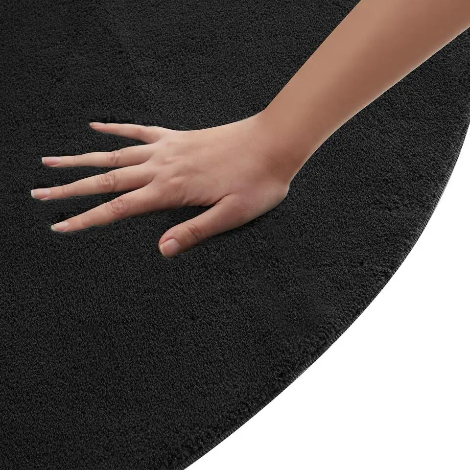 tectake® Kortpolig vloerkleed Soft Zone Ø 120 cm - Zwart