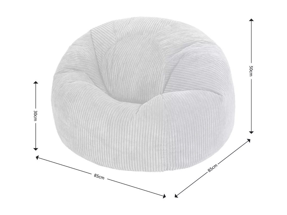 Pouf classique en velours côtelé, beige galet - KINGSTON
