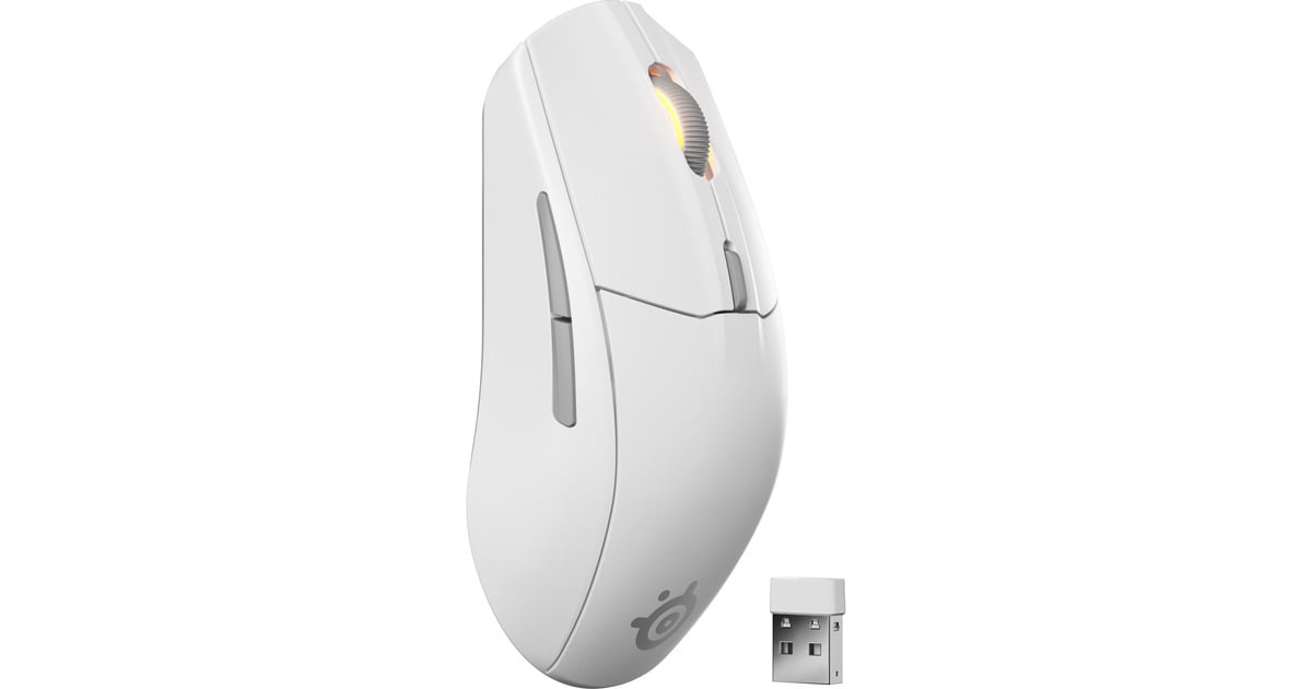 SteelSeriesRival 3 Wireless Gen 2 gaming muis  (Wit, 18.000 dpi, RGB, 2.4GHz / Bluetooth 5.0)