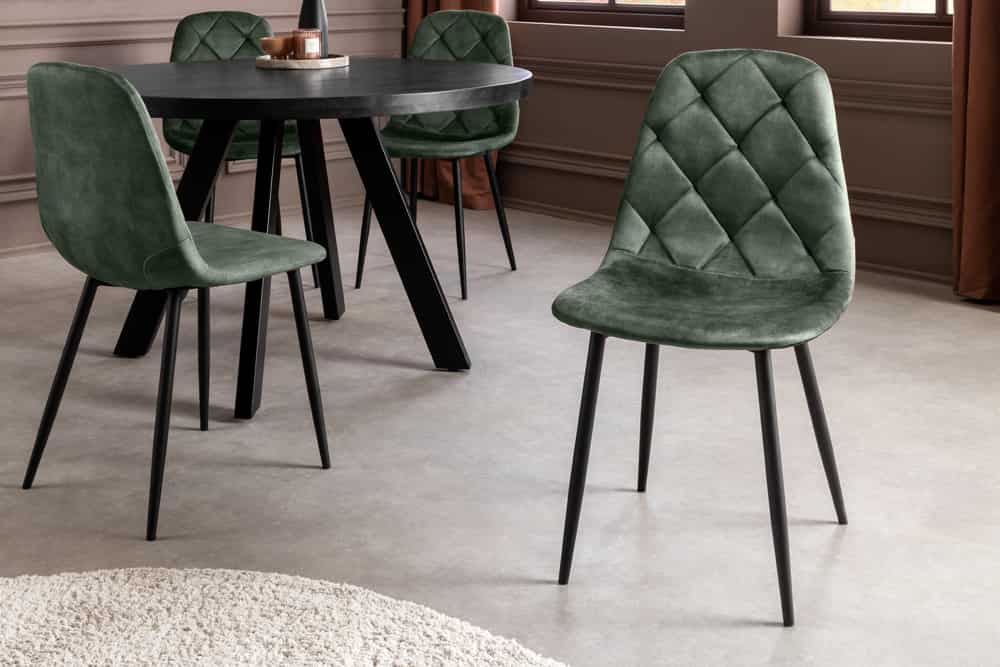 Stilvolles 2er-Set Stühle GLAMM grün Samt schwarze Metallbeine