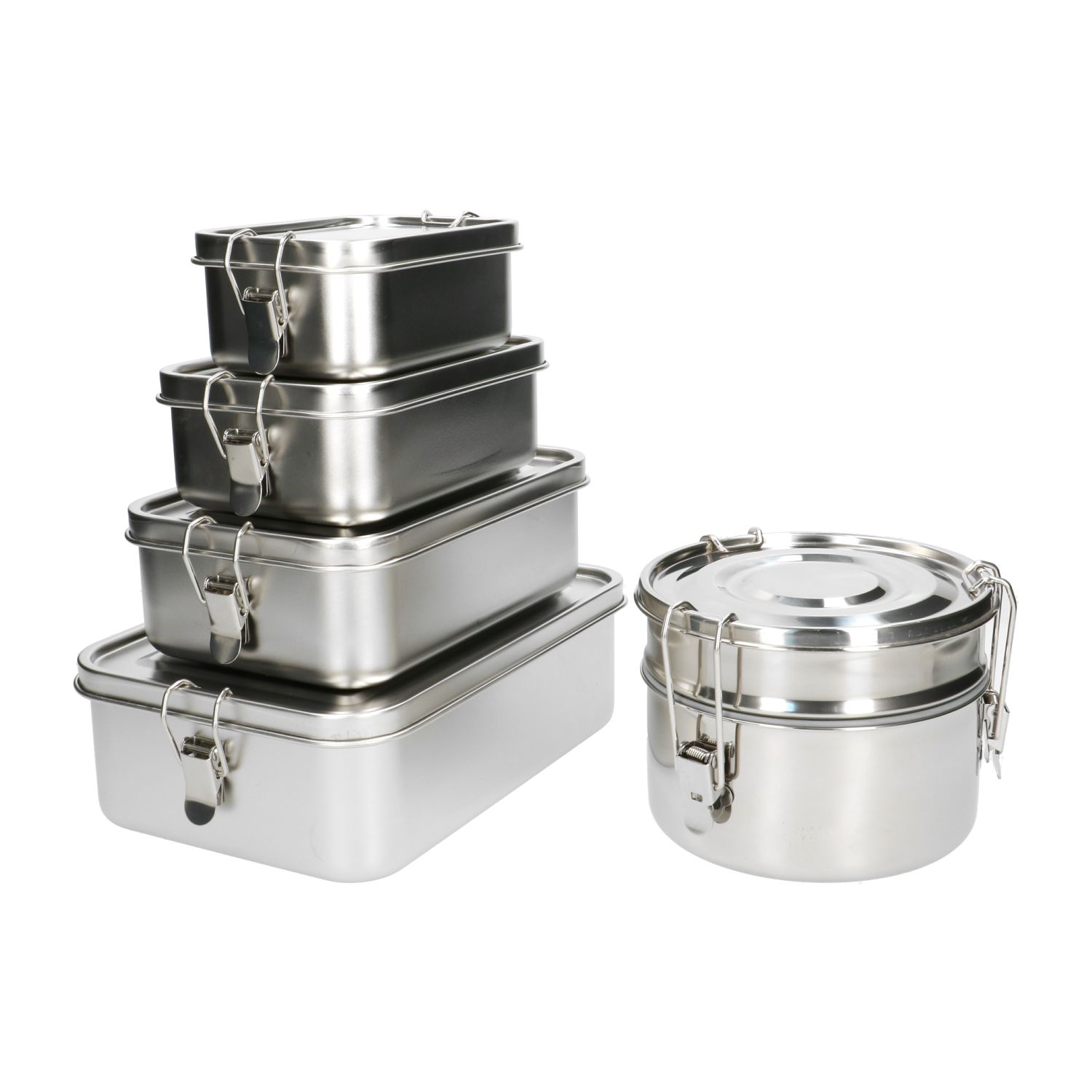 Lunchbox met siliconen ring, RVS, 2400 ml