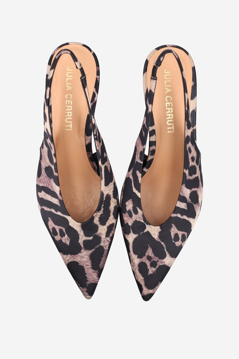Pointed-toe satin slingbacks