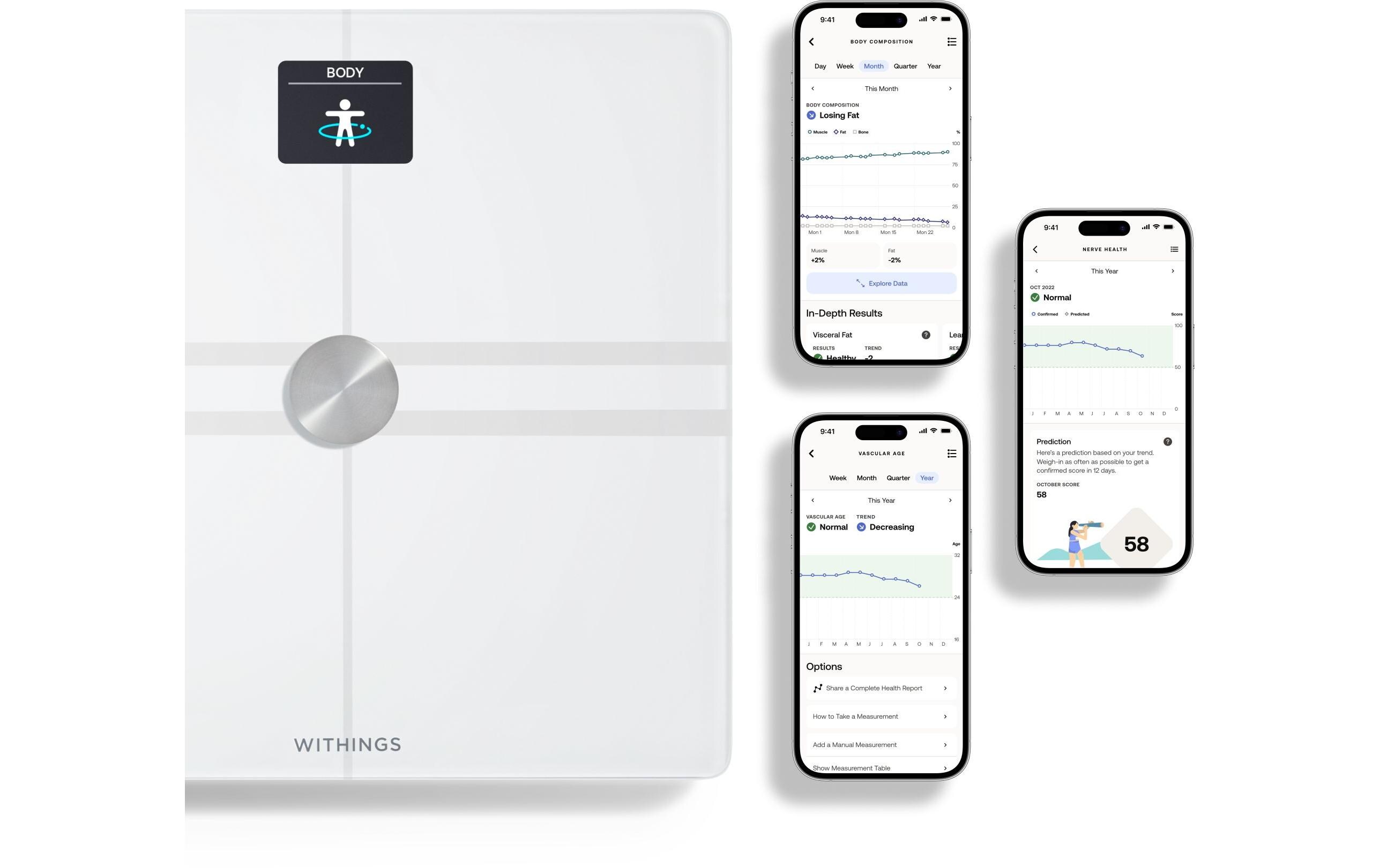 Körperanalysewaage Body Comp Weiss<br>WLAN-Personenwaage