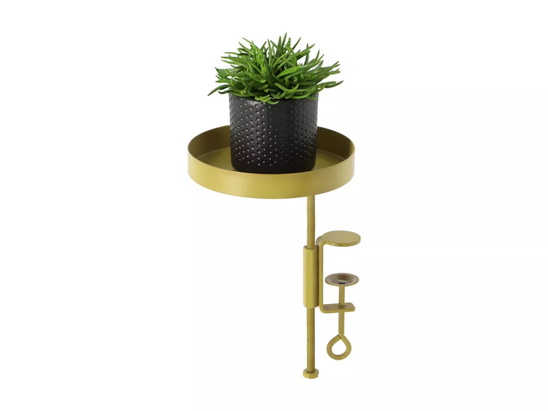 Support à plantes rond à fixer hauteur réglable doré 20.9 x 14 cm