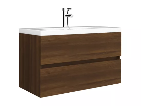 Meuble lavabo avec bassin intégré Chêne brun Bois d'ingénierie
