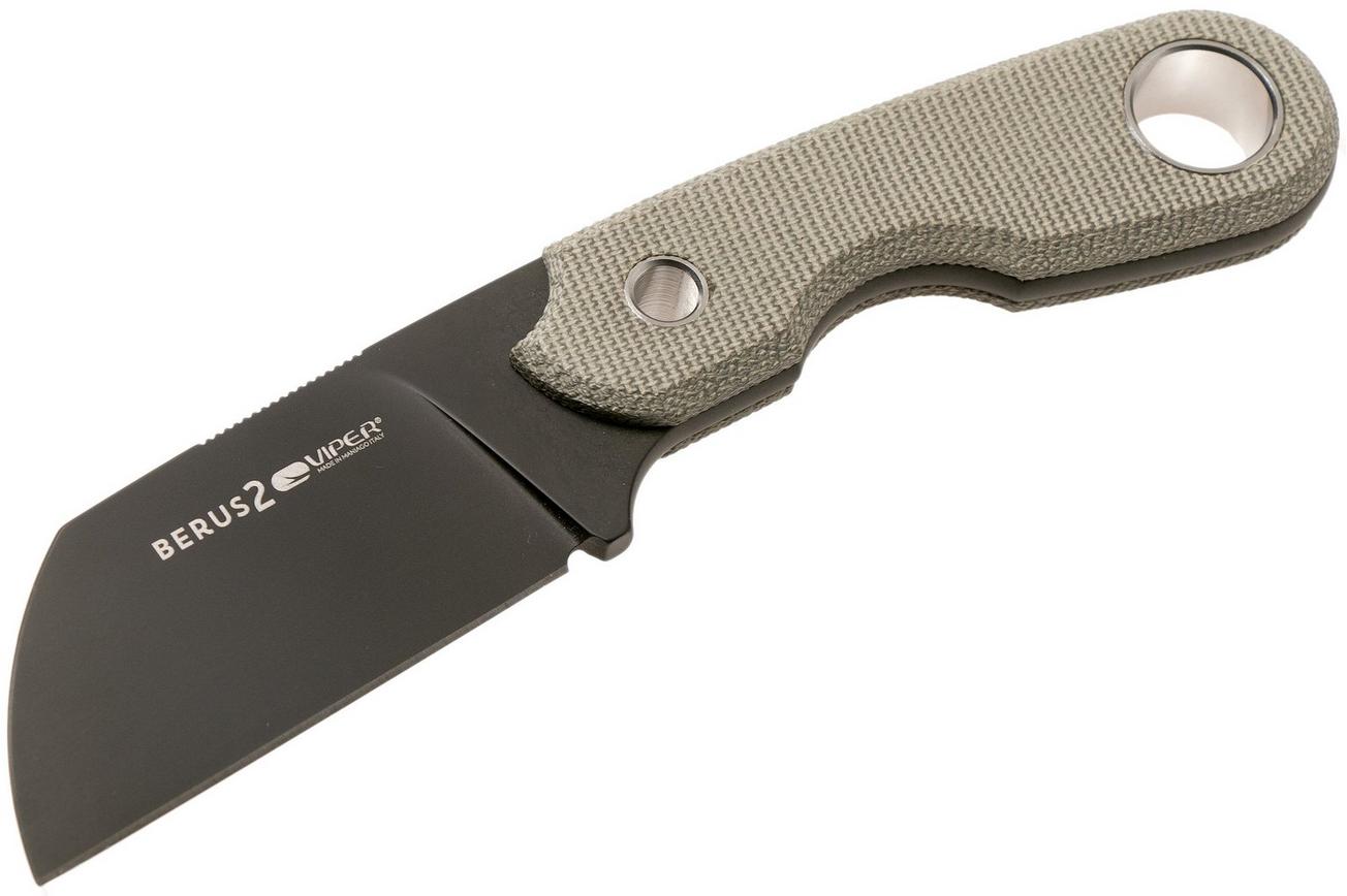 Viper Berus 2 VT4014DCG M390 PVD Black, Green Canvas Micarta vaststaand mes, Rumici design