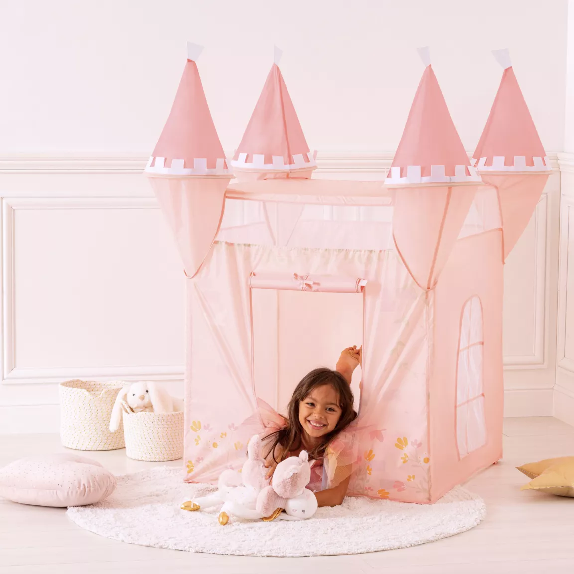 Tente pop-up enfant (H78 cm) Château Rose