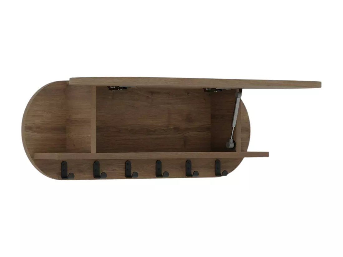 Portemanteau Dpaolovirdi, Portemanteau, Porte-vêtements polyvalent, Cintre mural, 84x16 h29 cm, Chêne