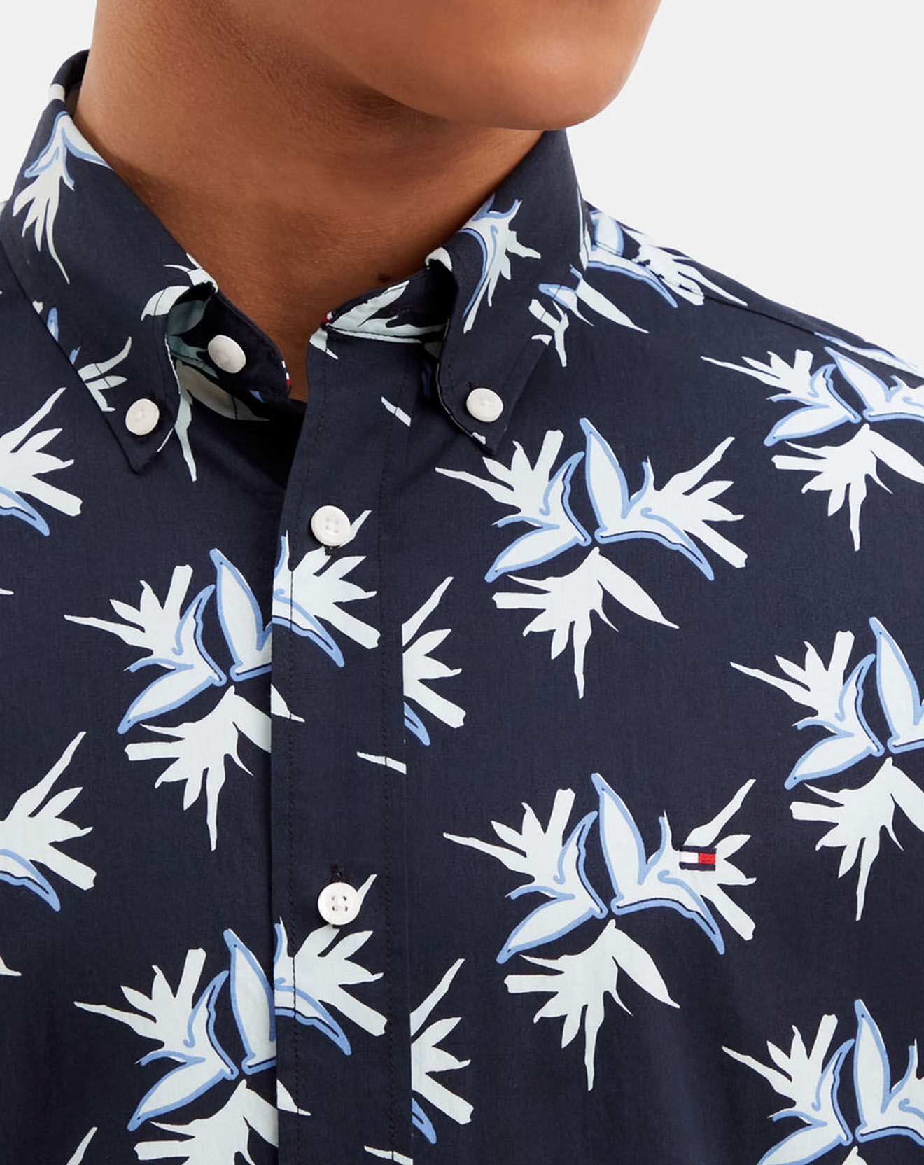 Tommy Hilfiger Chemise regular imprimée feuilles bleu marine
