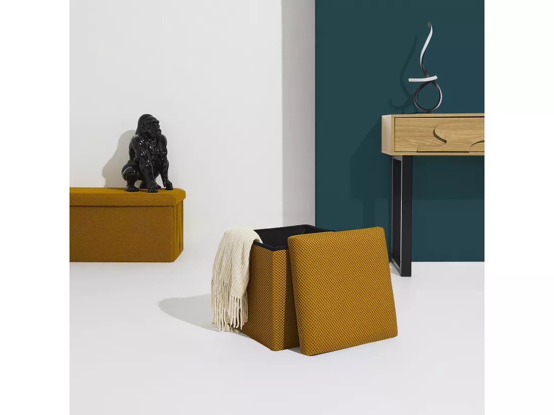 Coffre Pouf Pliable Atome Jaune