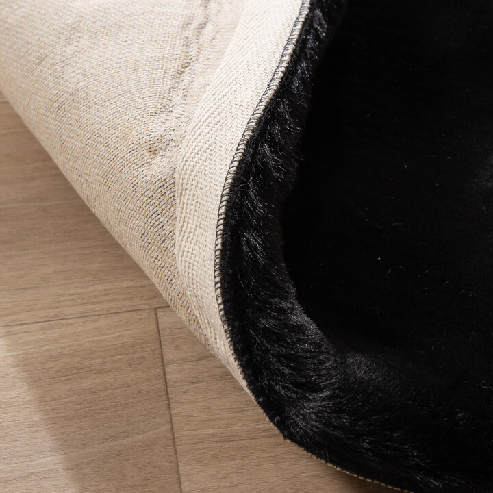 Rond Hoogpolig vloerkleed - Comfy Supreme Zwart