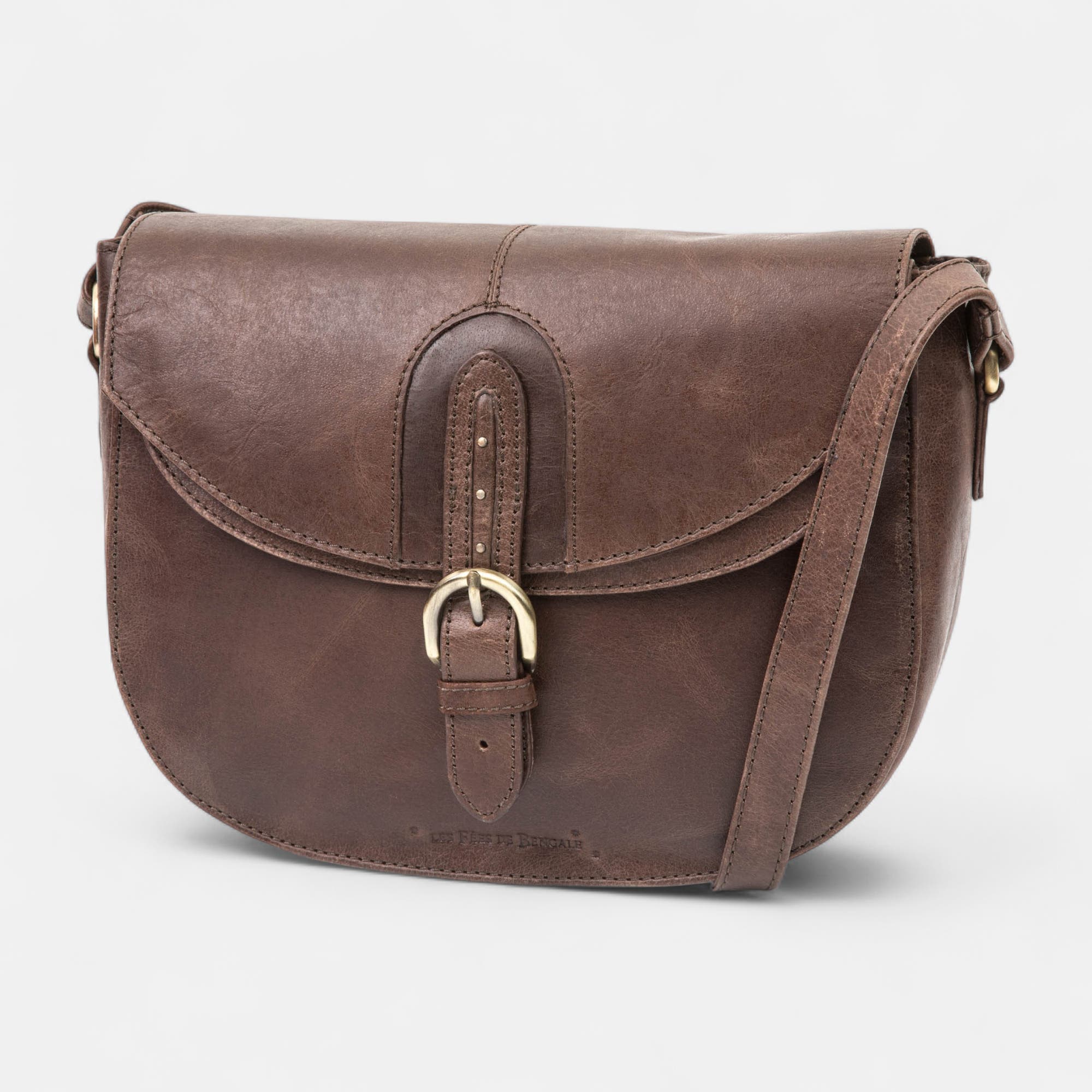 Sac bandoulière en cuir marron