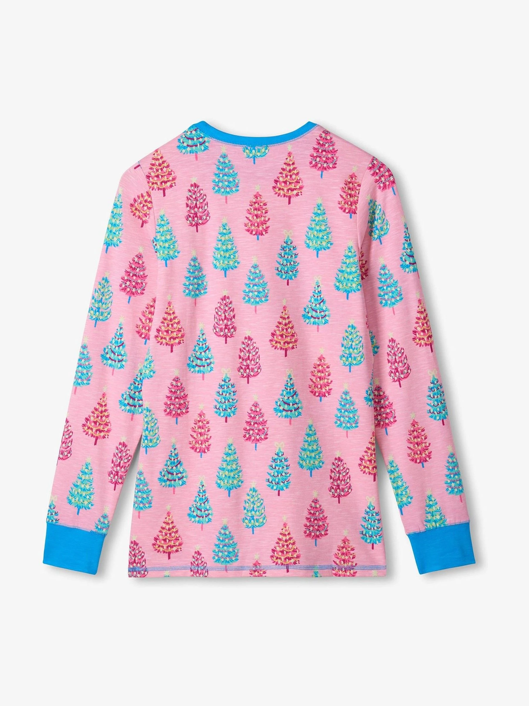Hatley Pink Glow in the Dark Christmas Trees Women's Stretch Cotton Pyjama Set