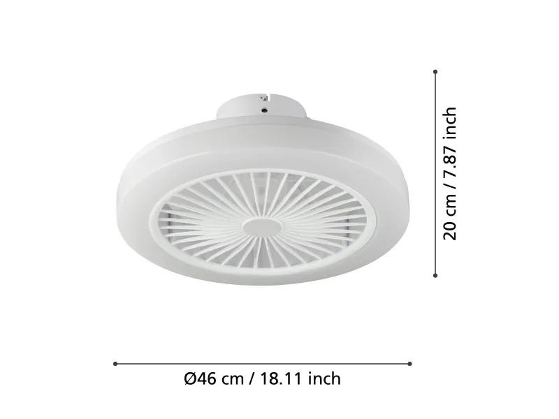 EGLO ORTONA INDBYG. VENTILATOR 2600LM 2700-6500K HVID