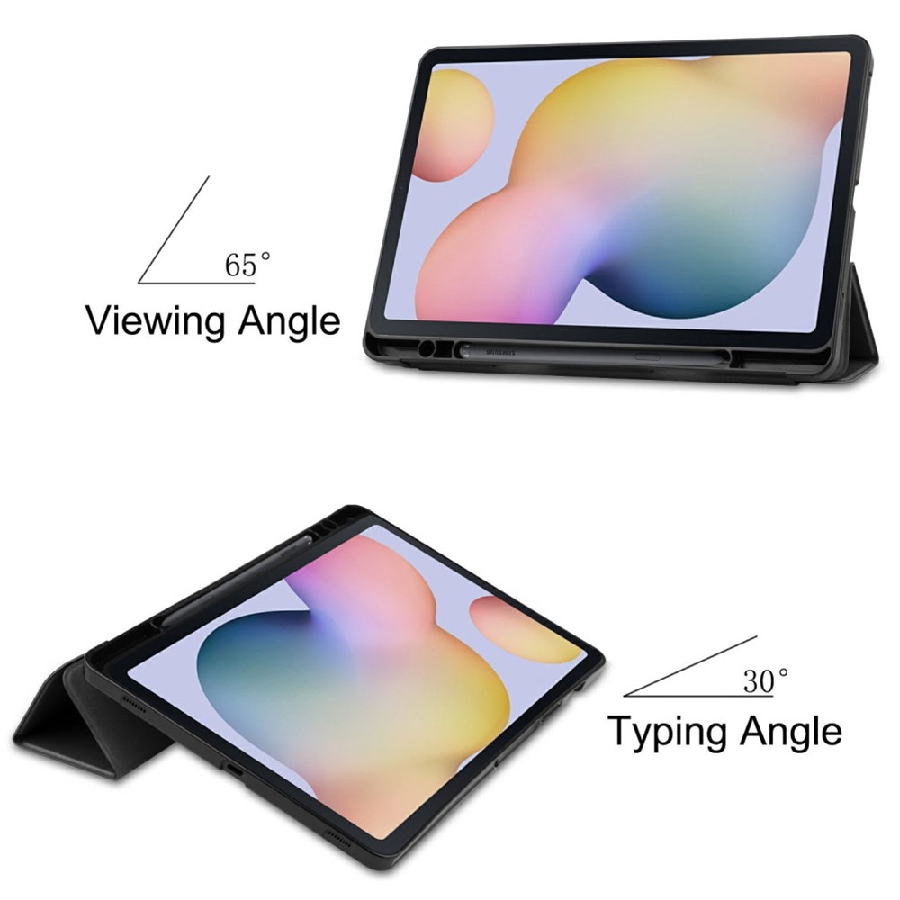 Samsung Galaxy Tab S8 / Tab S7 Flipcase Hülle Ledertasche mit Aufstellfunktion Litchi Look   S-Pen Halterung - Schwarz