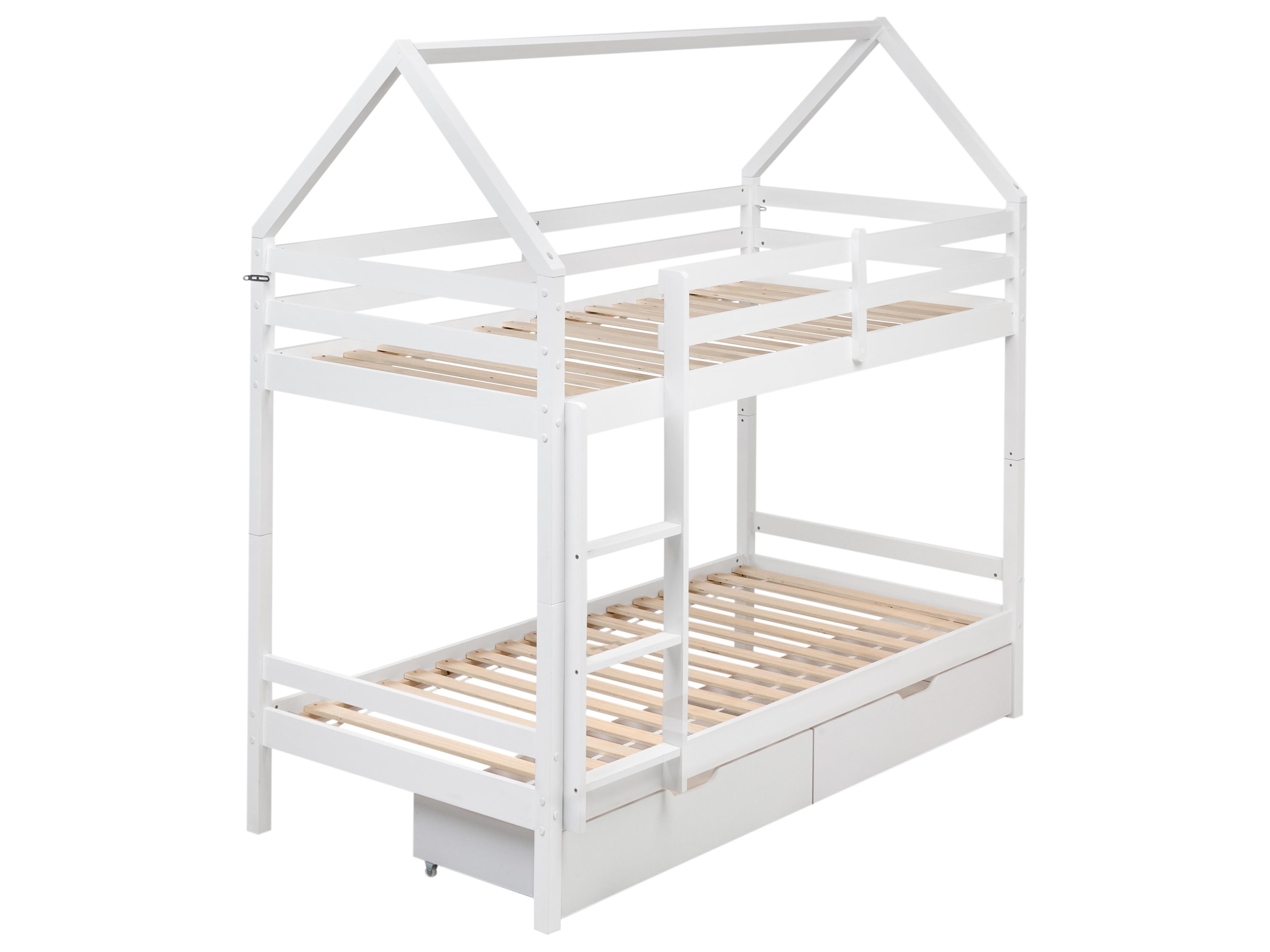 Hoogslaper met laden Huis Dennenhout TERNAS 90 x 200 cm met opbergruimte Wit
