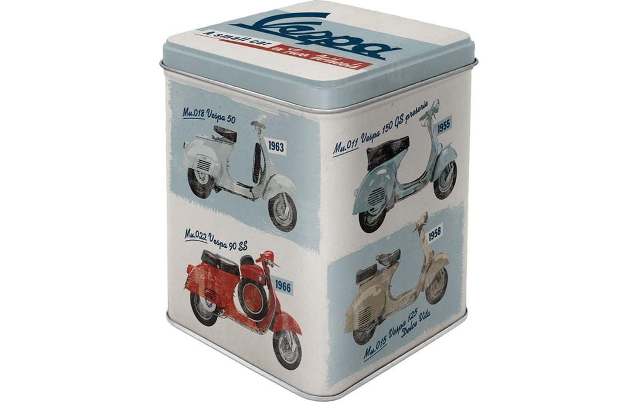 Teebeutel-Box Vespa Blau/Rot/WeissTeebehälter im retro Design