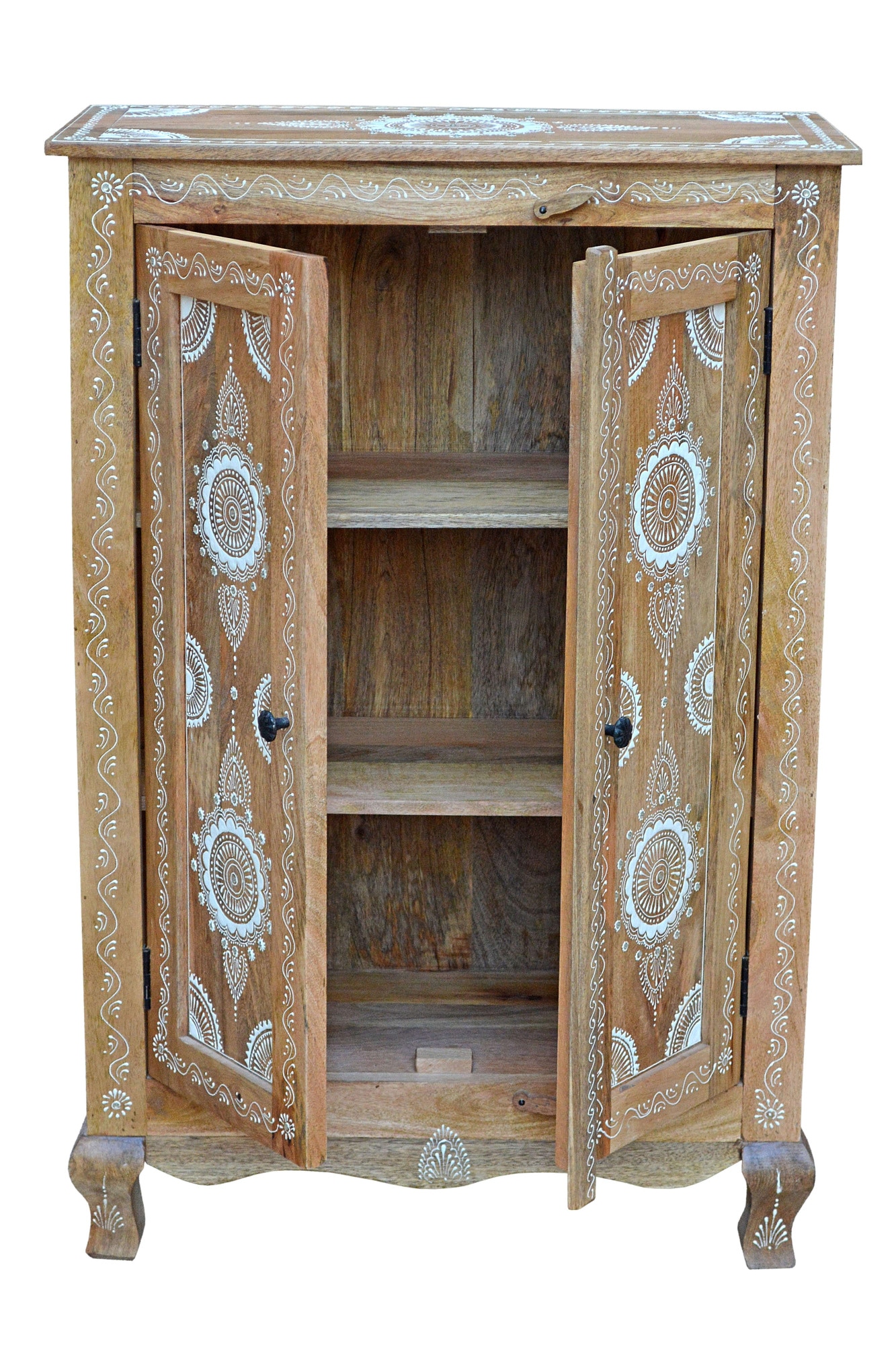 Home affaire Highboard »Gullaba« Kommode, Hand bemalt, Breite/Höhe 80/120 cm