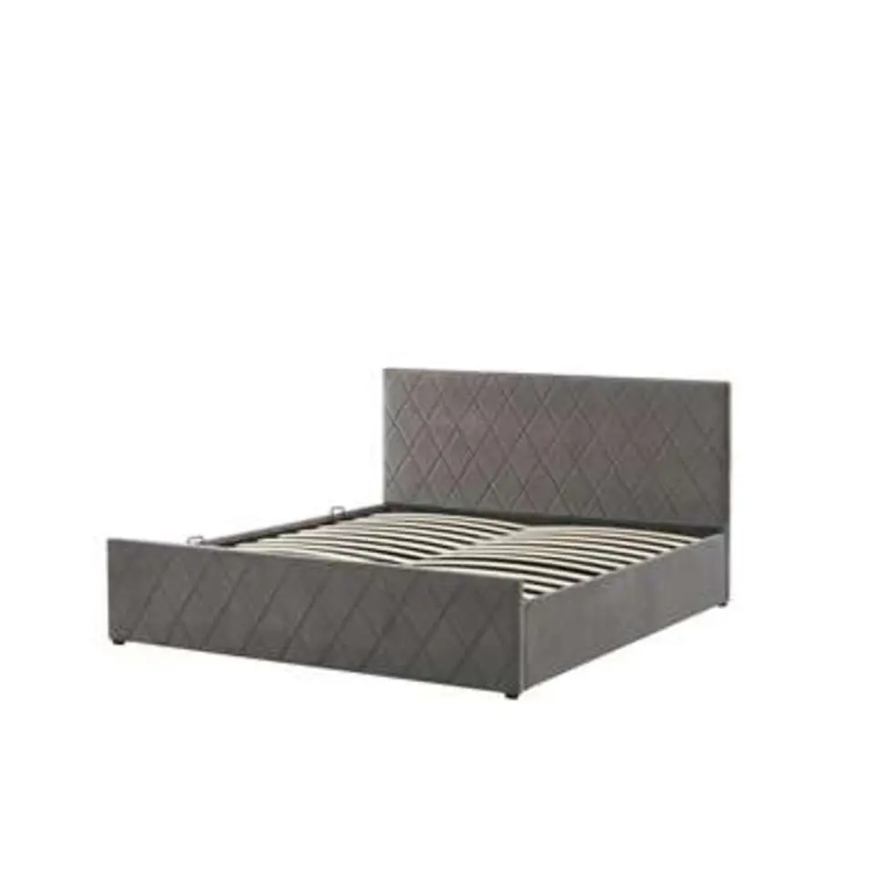 ROCHEFORT - Bed met opbergruimte - Grijs - 160 x 200 cm - Fluweel