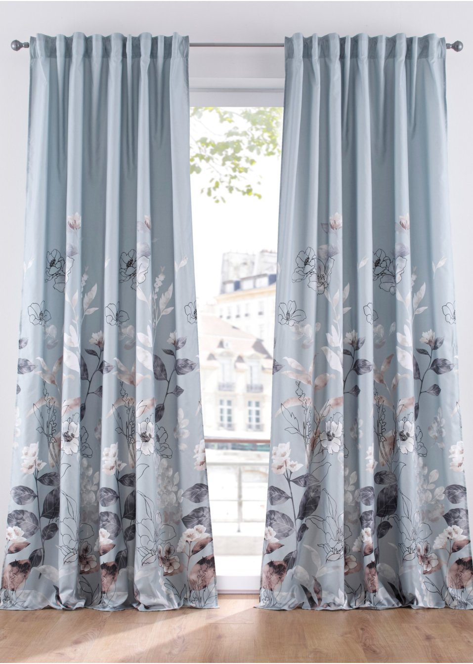 Rideau microfibre à motif floral (1 pce)