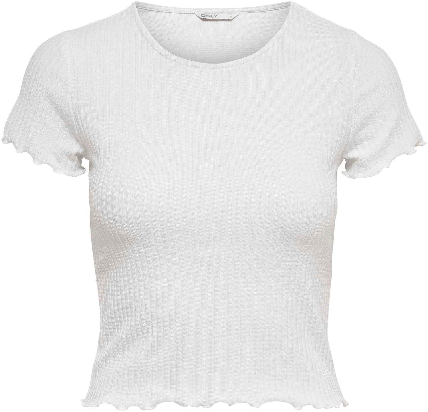 ONLY Rundhalsshirt »ONLEMMA S/S SHORT TOP NOOS JRS«, Rundhals, modisch, regular fit, gewellter Abschluss, unifarben