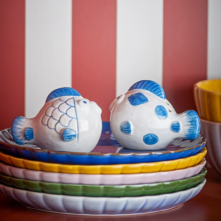Bloomingville - Fugu Salz- und Pfefferstreuer, blau (2er Set)