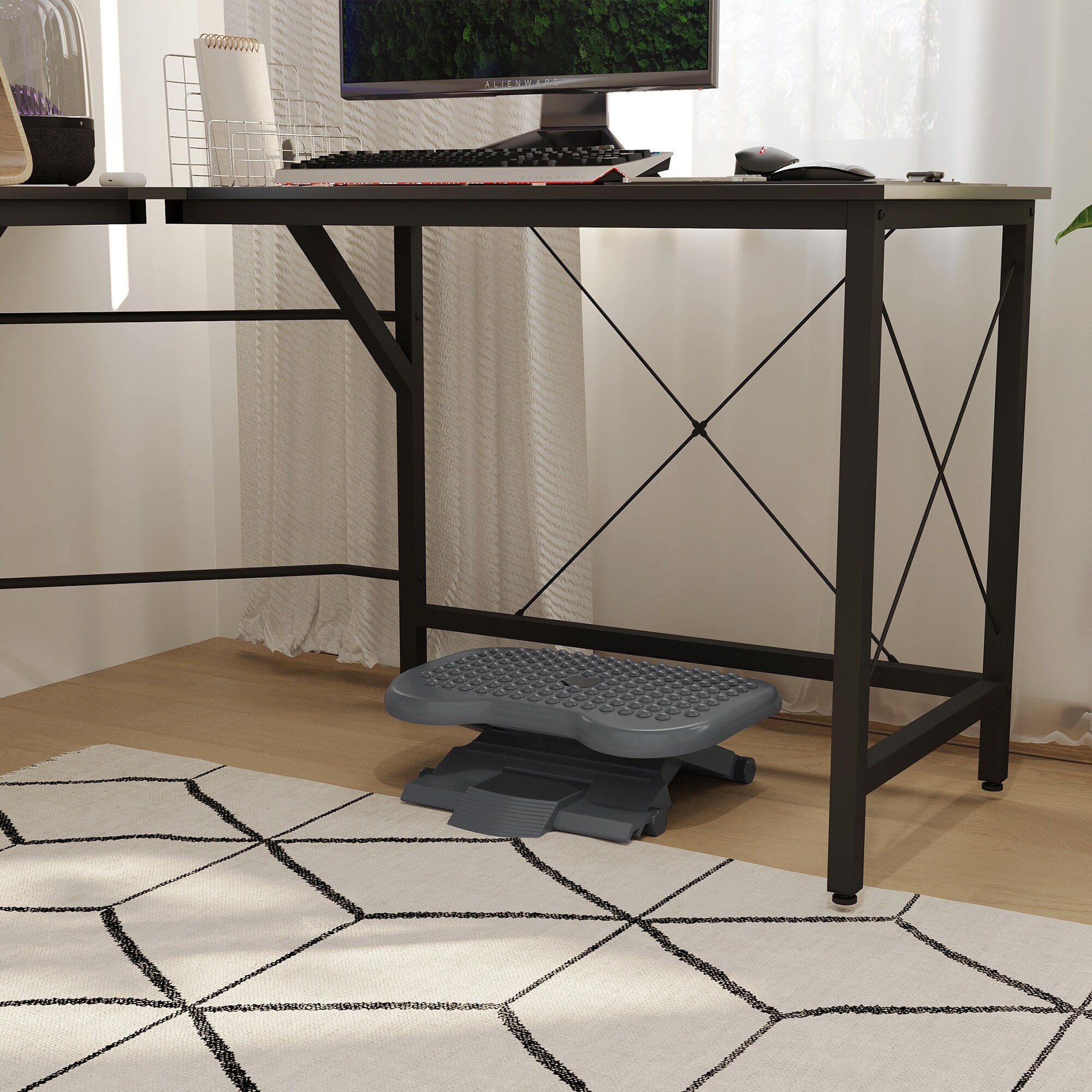 HOMCOM Fußstütze höhenverstellbar schwarz 46 x 35 x (11-17) cm (LxBxH)