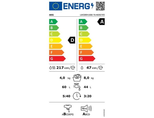 AEG - Lave-linge séchant tout-intégrable lwg88416bi