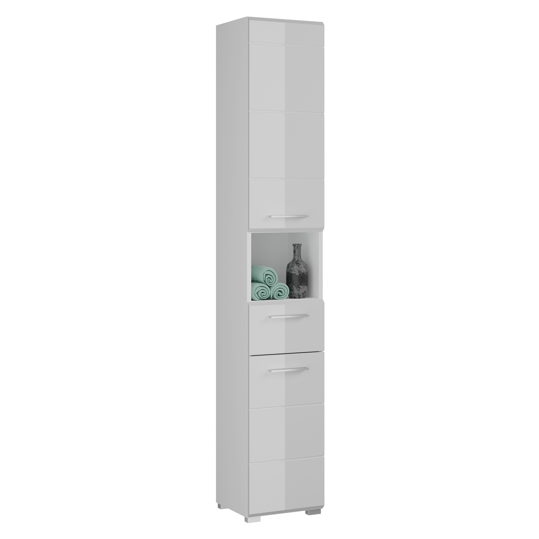 Hochschrank LINA - weiß Hochglanz-weiß - 182 cm hoch