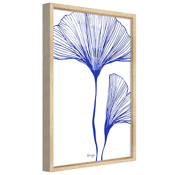 Image encadrée plantes lignes bleu CM Creation l.33 x H.43 x ep.3 cm