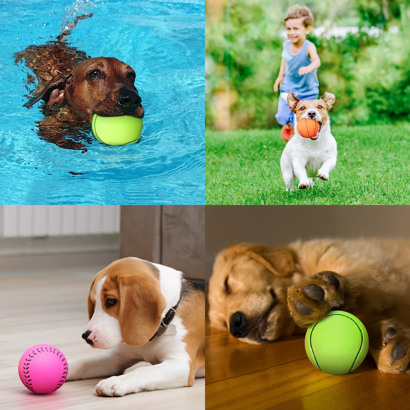 Bola para Cães Nobleza, Pacote com 6 Bolas Interativas para Cães, Bola de Borracha Natural Durável para Cães, Bola Interativa para Cães de Pequeno, Médio e Grande Porte, 7,2cm