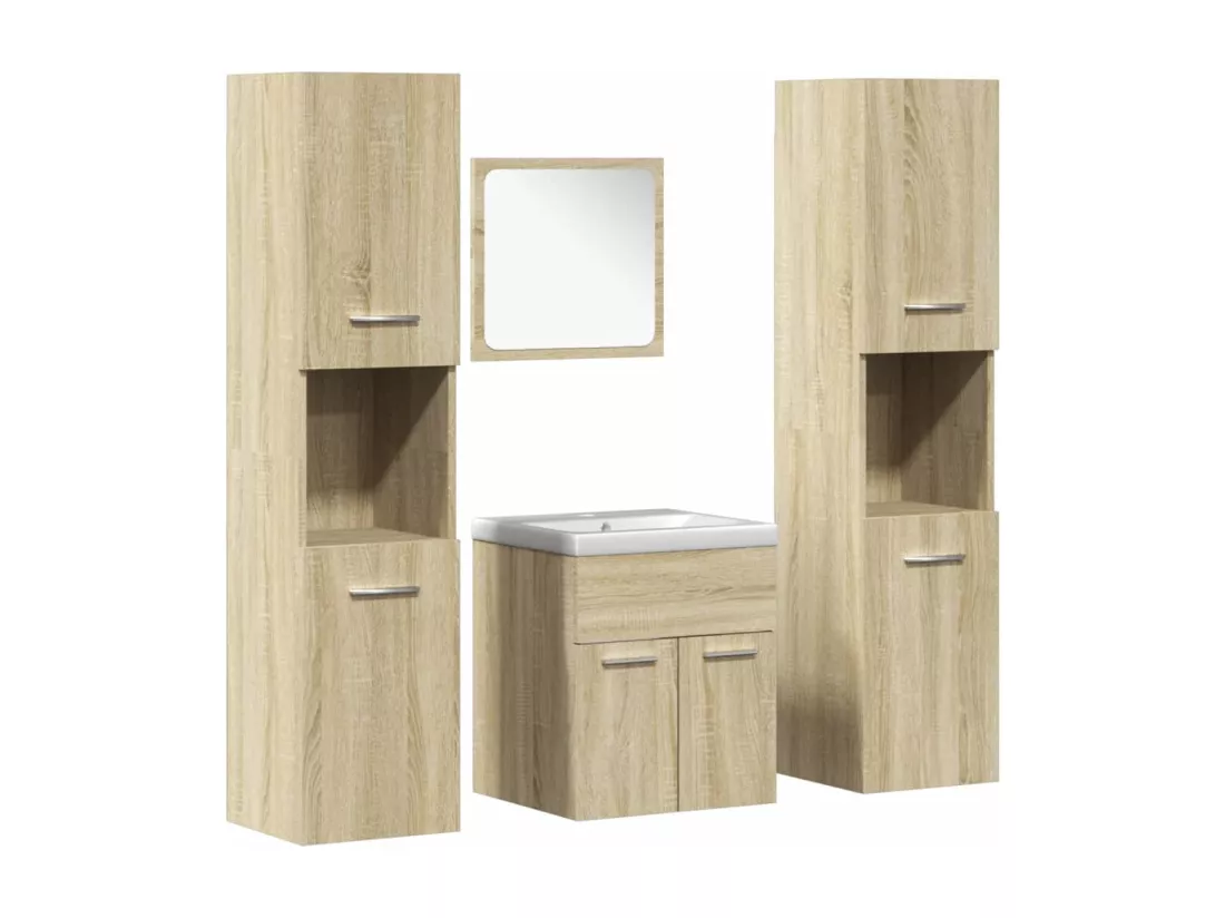 Ensemble de meubles de salle de bain 5 pcs chêne sonoma