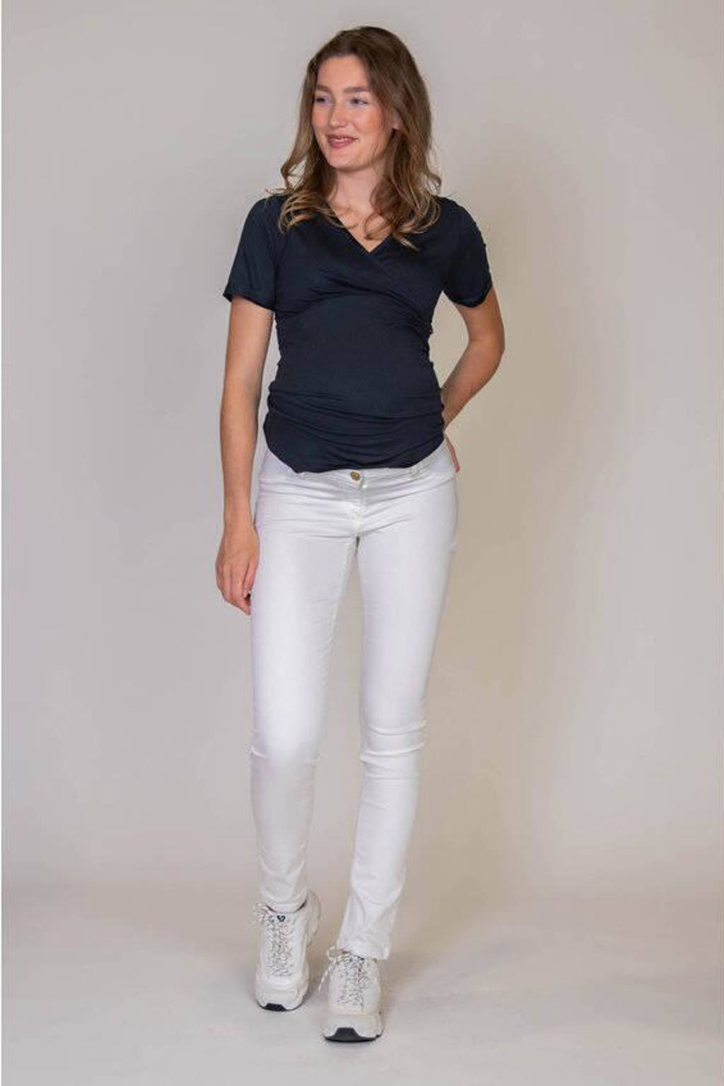 LOVE2WAIT low waist skinny broek Emerald wit