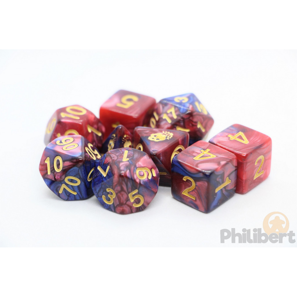 Set de 9 Dés JDR Elder Dice: Mark of the Necronomicon (Red & Blue)