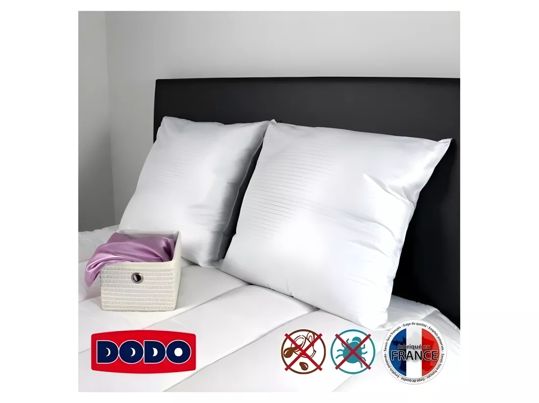 DODO Lot de 2 oreillers Total Protect 65x65 cm blanc