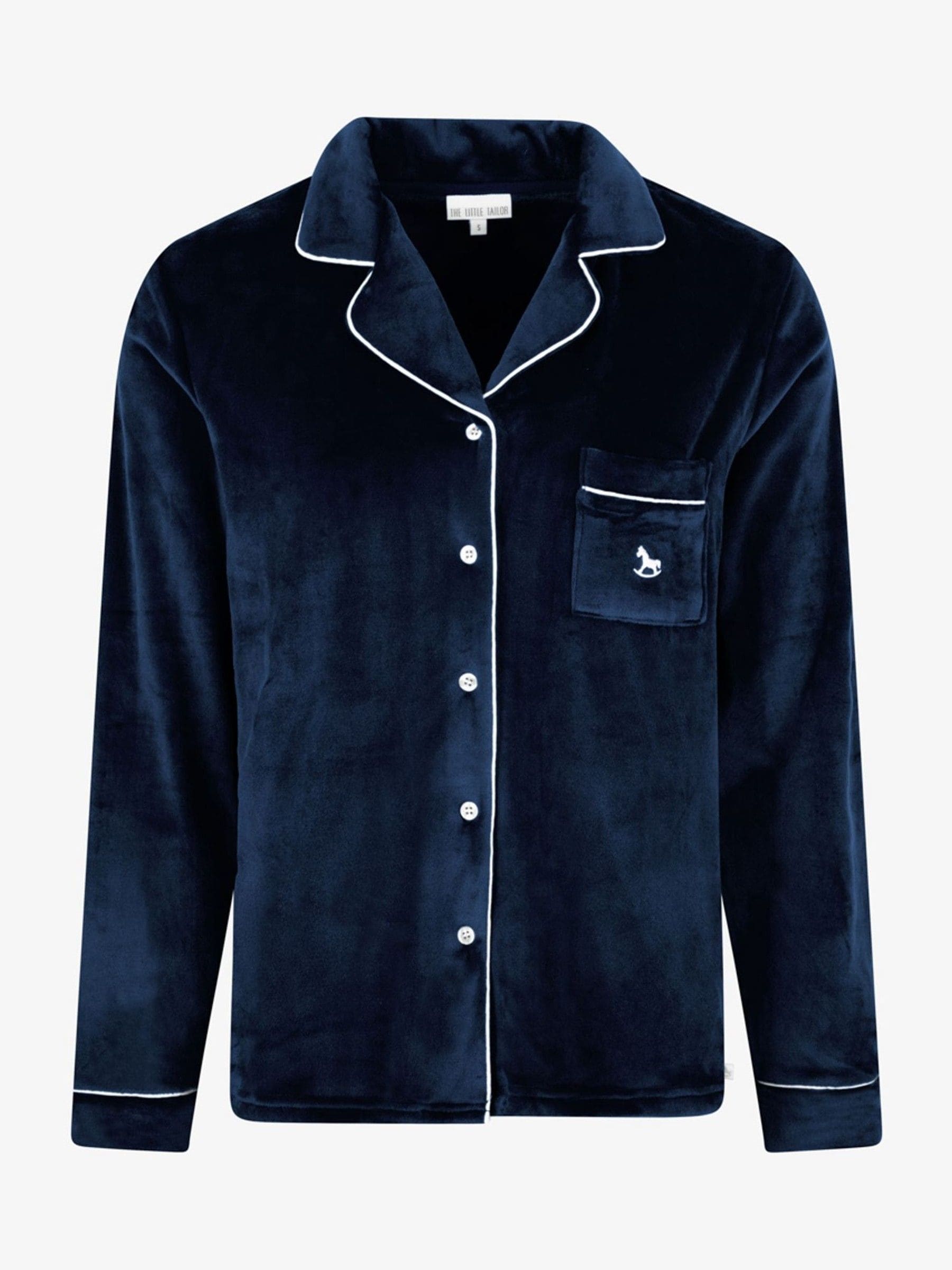 Blauw - The Little Tailor luxe kerstpyjama van zacht aanvoelend velours