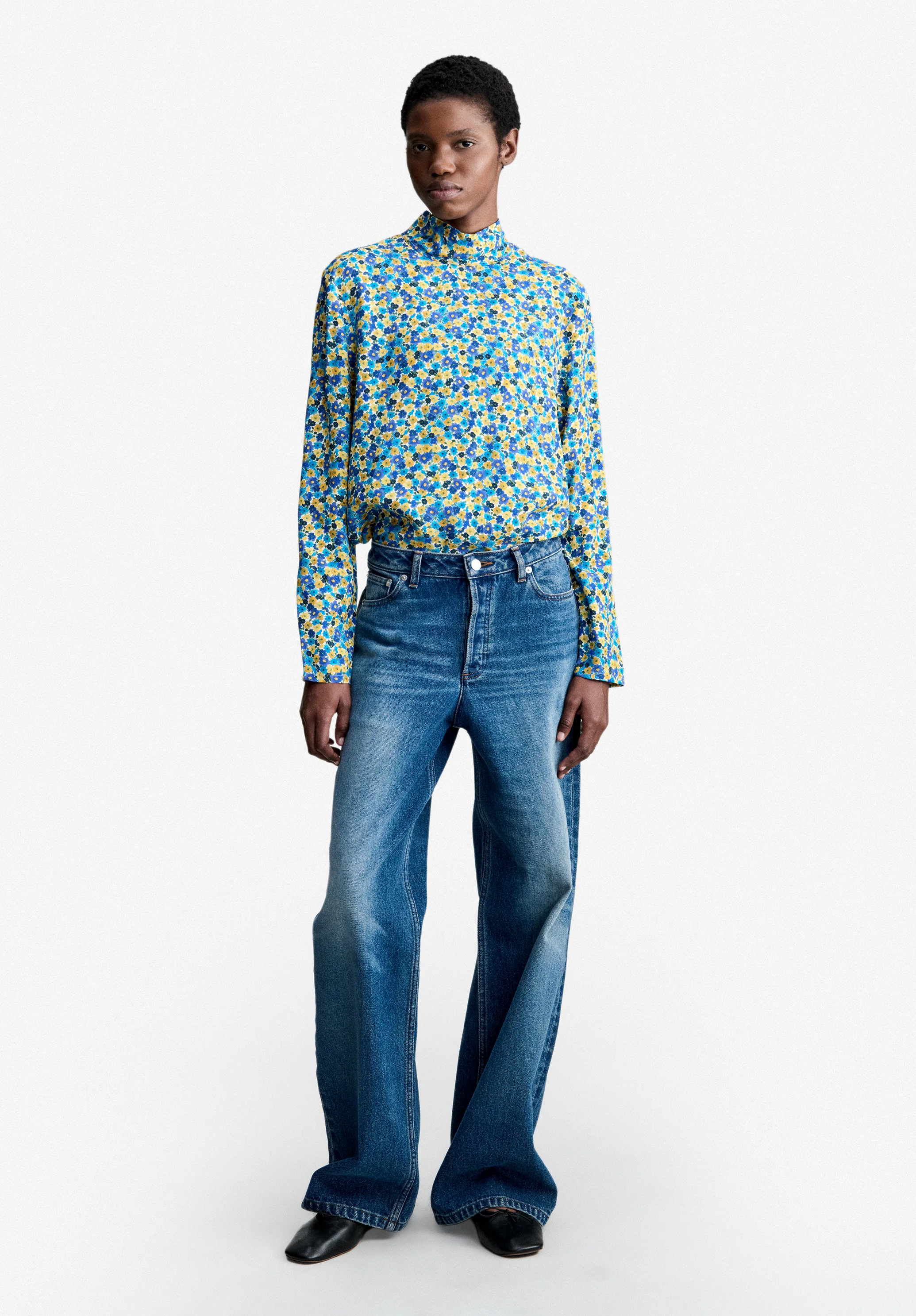 Blouse fluide à motifs fleurs multicolores - Multicolore