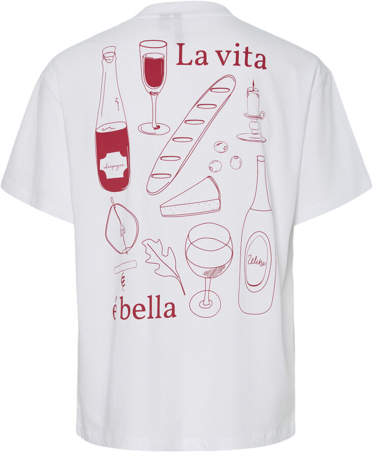 Pieces PCALMA SS O-NECK LOOSE TEE BOX D2D Bright white/red la vita