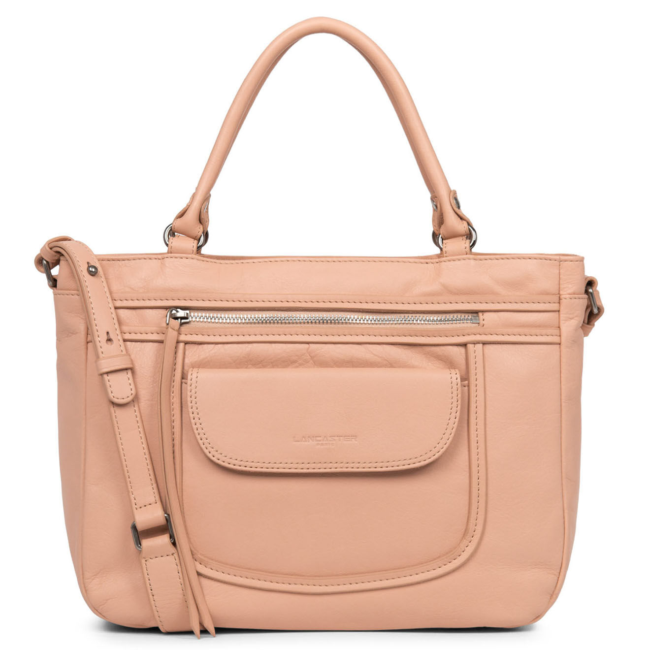 Lancaster Sac à main en Cuir Soft Vintage nude rose - 32x26x12 cm