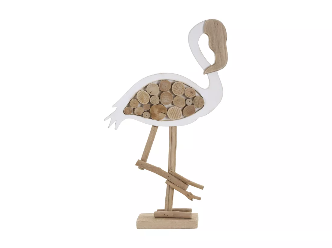 Flamant rose en bois marron 31x9x56 cm