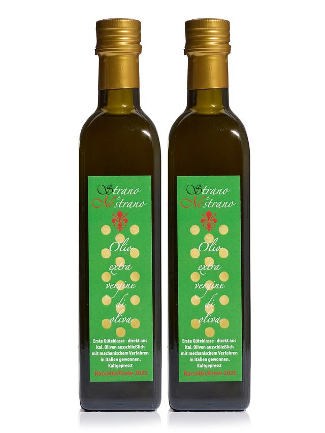 Strano e Nostrano Italienisches Olivenöl kaltgepresst, 2er-Set, 1000 ml