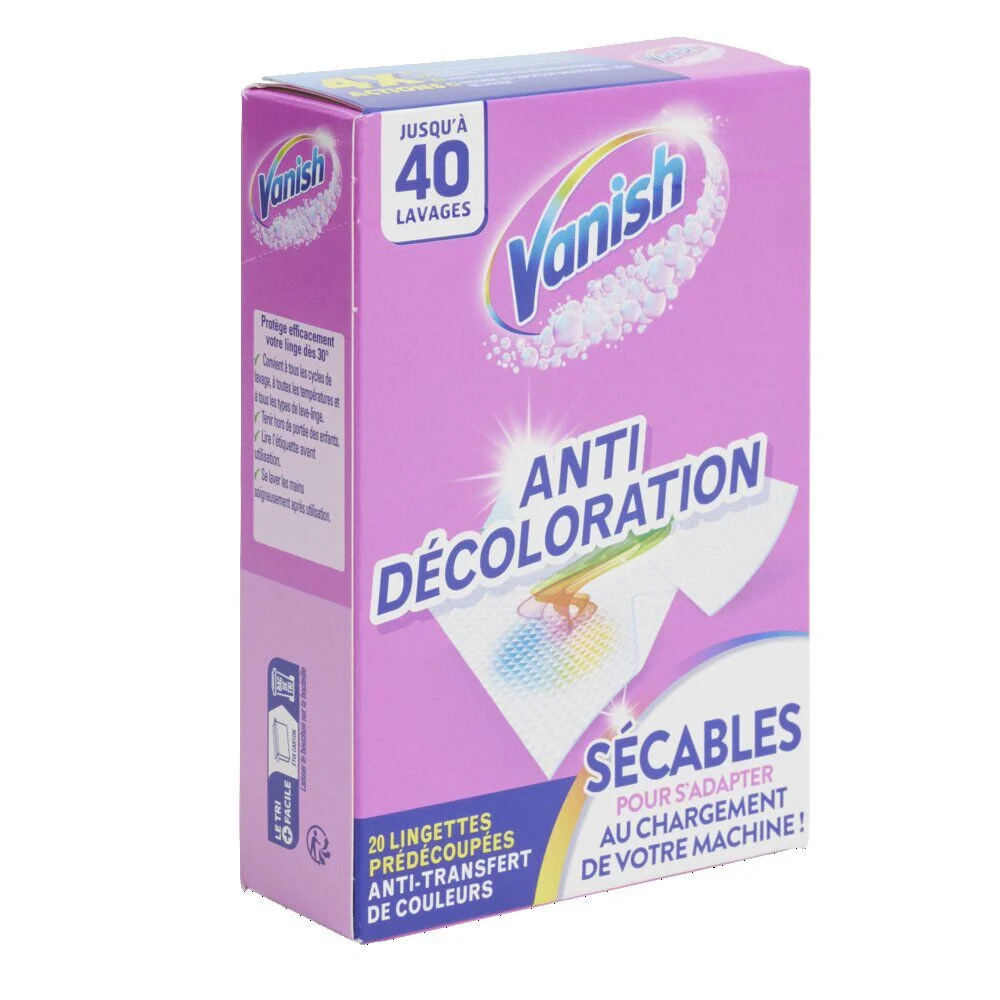 Lingette anti transfert de couleurs Vanish x20
