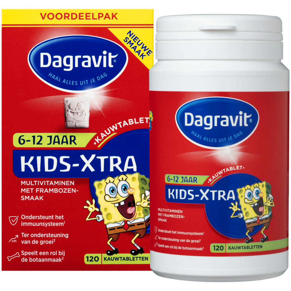 2x Dagravit Multivitamine Kids Xtra 6-12 jaar120 kauwtabletten