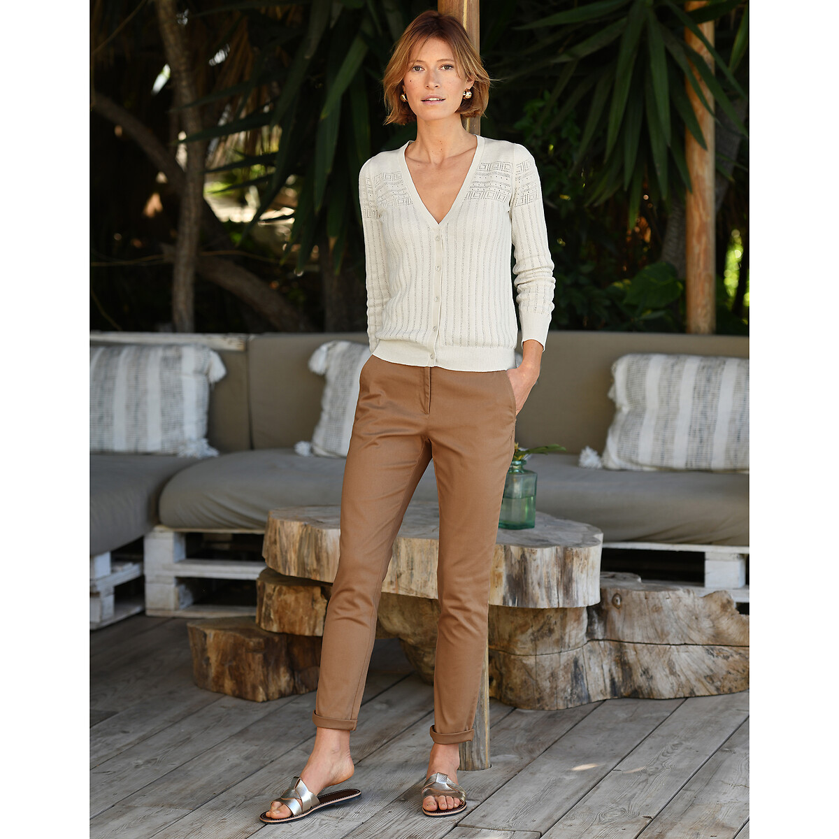 ANNE WEYBURN<br>Calça chino direita, esticar keperstof