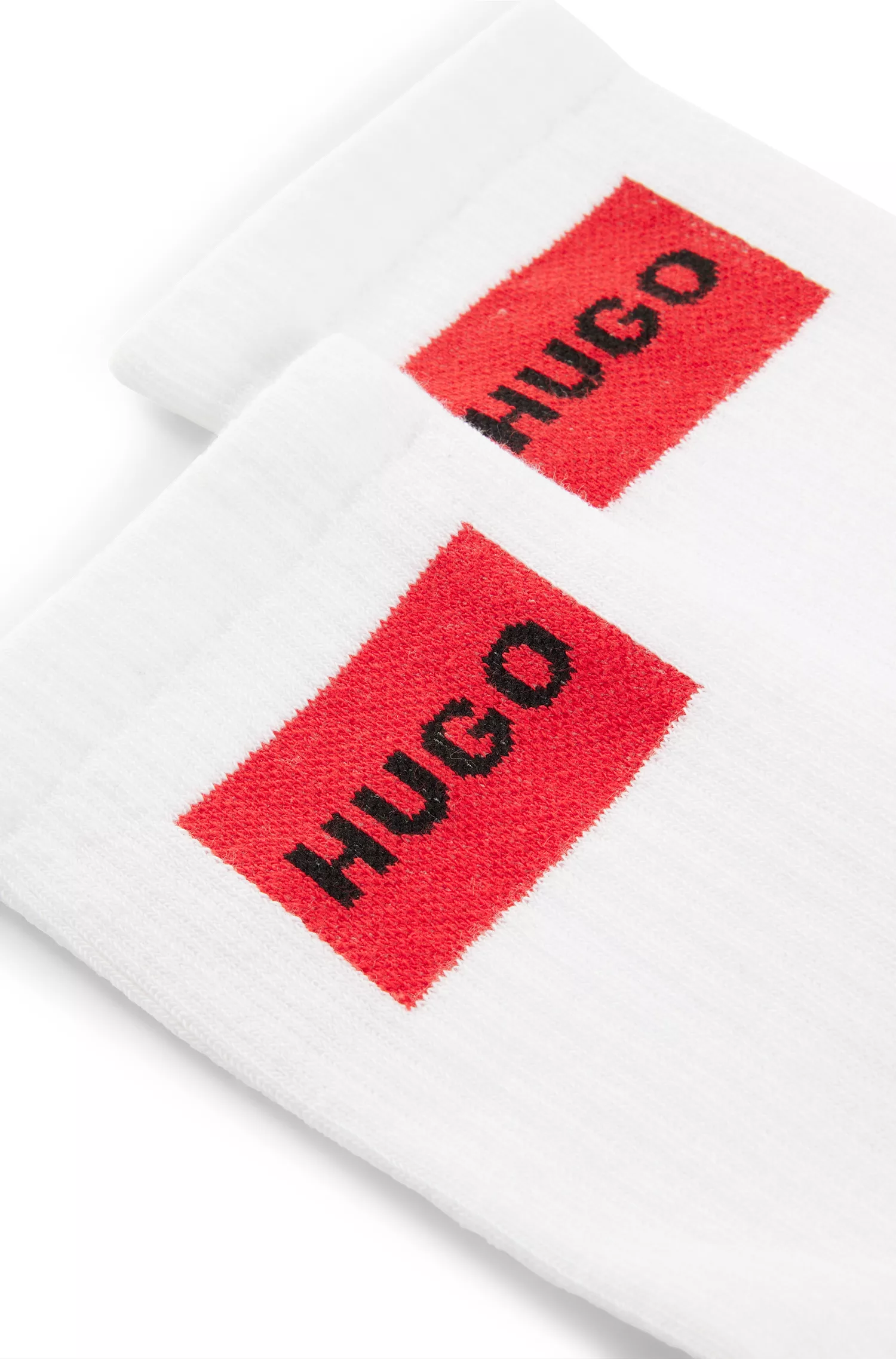 HUGO Vermelho - Pacote com dois pares de meias curtas de algodão misto com logotipos.