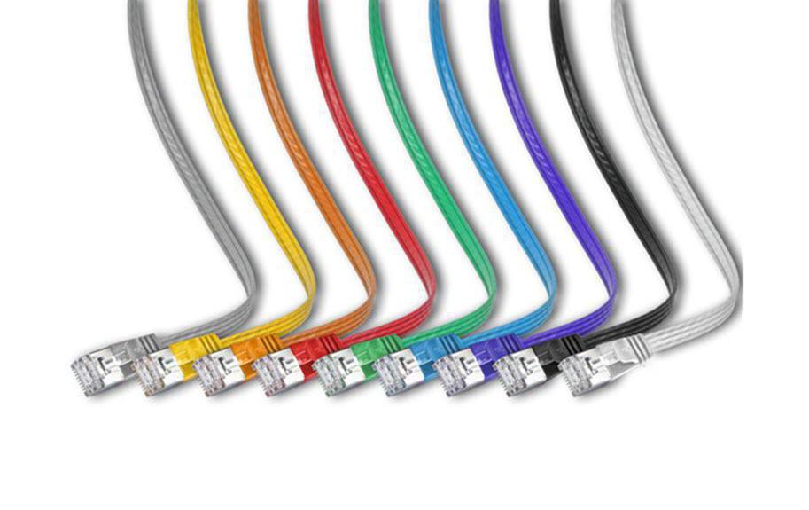 Slimpatchkabel RJ-45 - RJ-45, Cat 6, STP, 0.5 m, OrangeGeschirmtes Twisted-Pair-Kabel (STP) mit Klinkenschutz